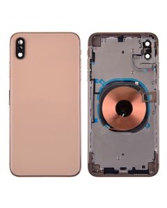 iPhone XS Max Back Housing with Small Parts installed (High Quality) - Gold