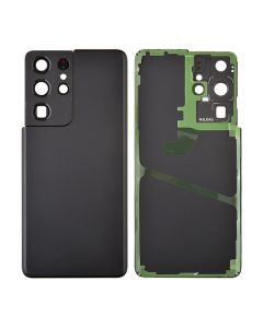 Back Cover with Camera Glass Lens and Adhesive Tape for Samsung Galaxy S21 Ultra 5G G998 (for SAMSUNG) - Phantom Black