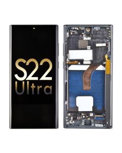 OLED ASSEMBLY WITH FRAME COMPATIBLE FOR SAMSUNG GALAXY S22 ULTRA 5G S908 (SERVICE PACK) (PHANTOM BLACK) / SM-S908B, SM-S908B/DS, SM-S908U, SM-S908U1, SM-S908W, SM-S908N, SM-S9080, SM-S908E, SM-S908E/DS