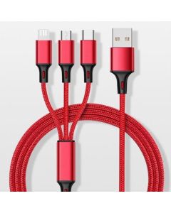 Travel - 3 in-1 Multi-Function Charging Cable for ios & Android & Type-c (sent random color red or black)