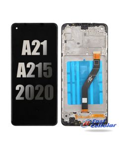 Samsung Galaxy A21 (2020) A215U LCD Screen Digitizer Assembly - Black - (With Frame)