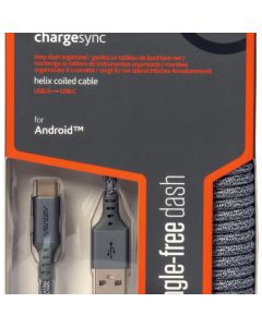 Ventev Charge/Sync Helix Coiled USB-C Cable 1ft Grey Charge/Sync Cables ChargeSync Cables compatible with USB-CTangle-free