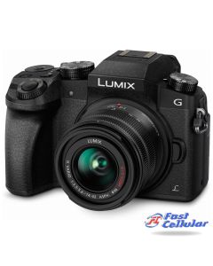 Pre-owned Panasonic LUMIX G7 4K Digital Camera, with LUMIX G VARIO 14-42mm Mega O.I.S. Lens, 16 Megapixel Mirrorless Camera, 3-Inch LCD, DMC-G7KK (Black) Pre-owned