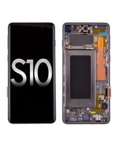 Samsung Galaxy S10 G973 OLED Screen Display with Digitizer Touch Panel and Bezel Frame - Prism Black