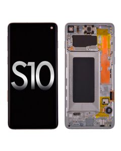 Samsung Galaxy S10 Plus G975 OLED Screen Display with Digitizer Touch Panel and Bezel Frame (Silver Frame) - Silver