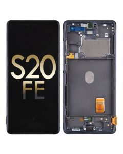 OLED Screen Display with Digitizer Touch Panel and Bezel Frame for Samsung Galaxy S20 FE G780 Cloud Navy