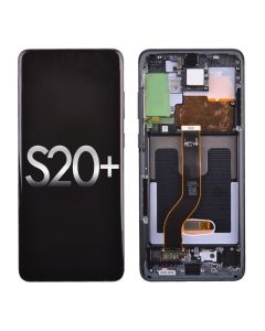 Samsung Galaxy S20 Plus G985 S20 Plus 5G G986 OLED Screen Display with Digitizer Touch Panel and Bezel Frame - Cosmic Black