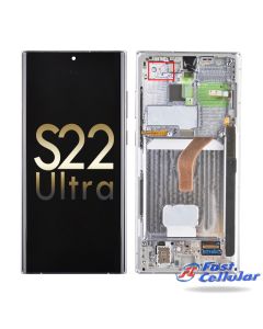 For Samsung Galaxy S22 Ultra 5G S908 OLED Screen Digitizer Assembly with Frame (for America Version)((Premium) White