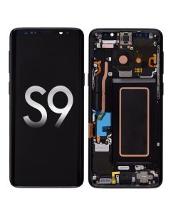 Samsung Galaxy S9 G960U OLED Screen Display with Digitizer Touch Panel and Bezel Frame (Black Frame) - Black